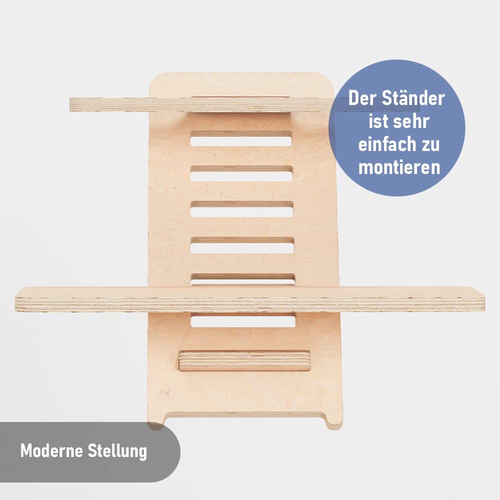 Stehschreibtisch Aufsatz aus Holz – Höhenverstellbares Stehpult und Laptopständer aus natürlichem Holz Made in EU