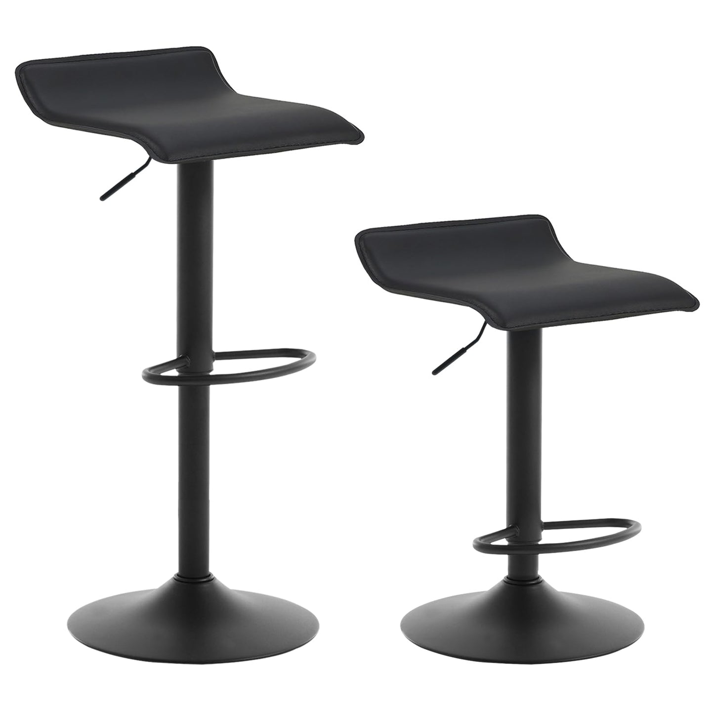 WOLTU Barhocker 2er Set Barstuhl Tresenhocker Bistrohocker Designer Hocker, höhenverstellbar drehbar, Kunstleder Stahl, Schwarz