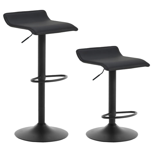 WOLTU Barhocker 2er Set Barstuhl Tresenhocker Bistrohocker Designer Hocker, höhenverstellbar drehbar, Kunstleder Stahl, Schwarz