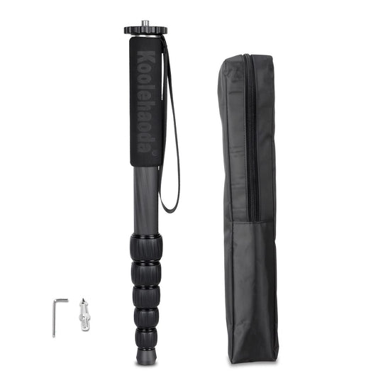 koolehaoda MP286C Einbeinstativ, Kohlefaser, 6-teilig, tragbar, Kompaktkamera-Einbeinstativ, Maximale Belastung 10 kg