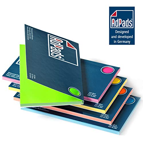 AdPads® elektrostatisch selbstklebende Moderationskarten | 175 x 100mm, 500 Blatt, Set Bunt | Große 