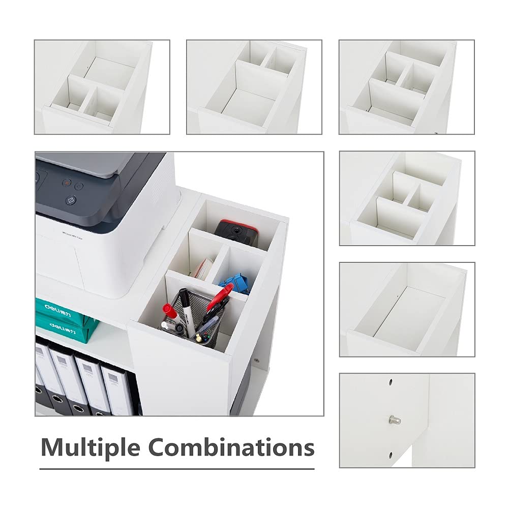 Mondeer Aktenschrank, Büroschrank mit Verstellbaren Trennwänden und Universalrädern Modern Einfach für Büro Arbeitszimmer Wohnzimmer, Weiß, 70 x 36 x 60 cm