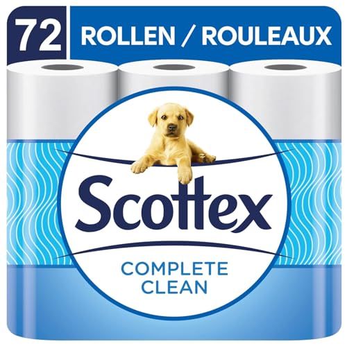 Scottex Complete Clean Toilettenpapier 72 Rollen, Komplettpflege, einzigartige 3D Wave-Textur – Maxi-Pack