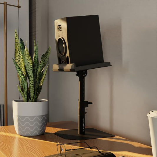 Stabiler Lautsprecher Boxen Ständer Set inkl. Schaumstoff Absorber - Robust und Neigbar +/-20°, Tragfähigkeit bis zu 28 kg - Ideal für Schreibtisch, Tonstudio oder DJ Tisch