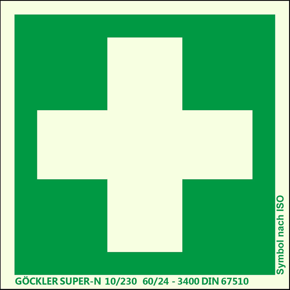 Brandengel® Hochwertiges Schild Erste-Hilfe PVC nachleuchtend selbstklebende Schaumschicht 150 x 150 mm Kunststoffplatte mit selbstklebender Schaumschicht grün Symbol DIN EN ISO 7010 DIN 67510
