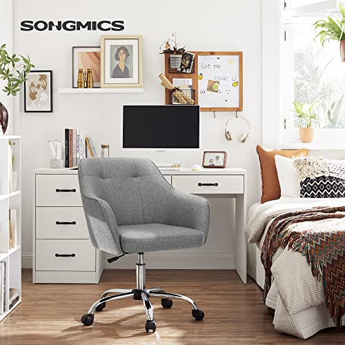 SONGMICS Homeoffice Stuhl, Drehstuhl, Schreibtischstuhl, höhenverstellbar, bis 110 kg belastbar, atmungsaktiver Stoff, für Arbeitszimmer, Schlafzimmer, grau OBG019G01