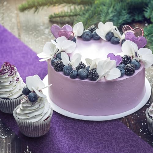 GRUBly Tischläufer Tischband LILA / VIOLETT Ornament, Luxus AIRLAID, 30cm x 20m, Tischdekoration für Hochzeit, Geburtstag, Jubiläum, Party