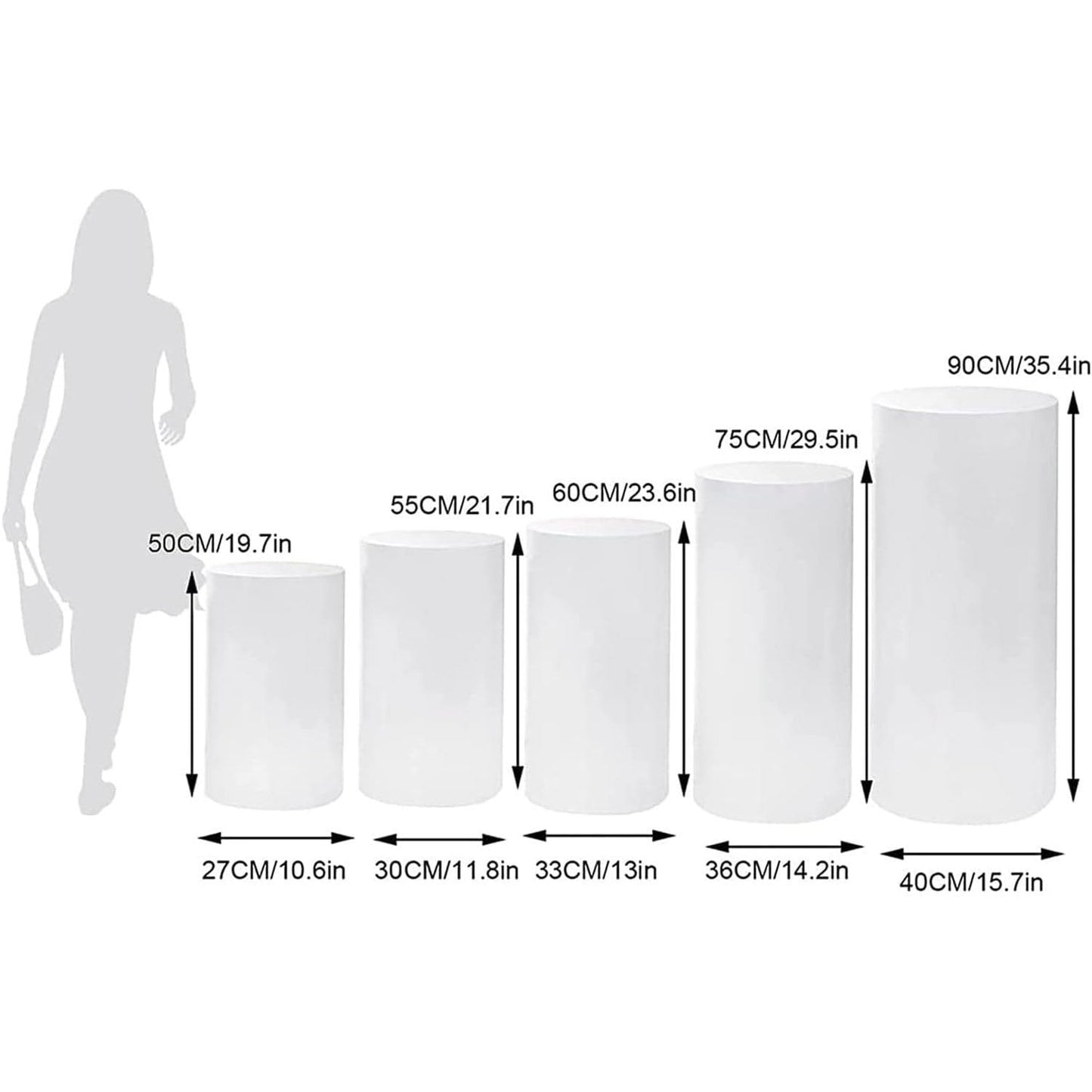 GEJLELDS Zylinder-Sockel-Display, Säulen-Display-Sockel Ständer Event-Dekor Direkter Runder Zylinderständer-Sockel-Display, Weiß,5Pcs