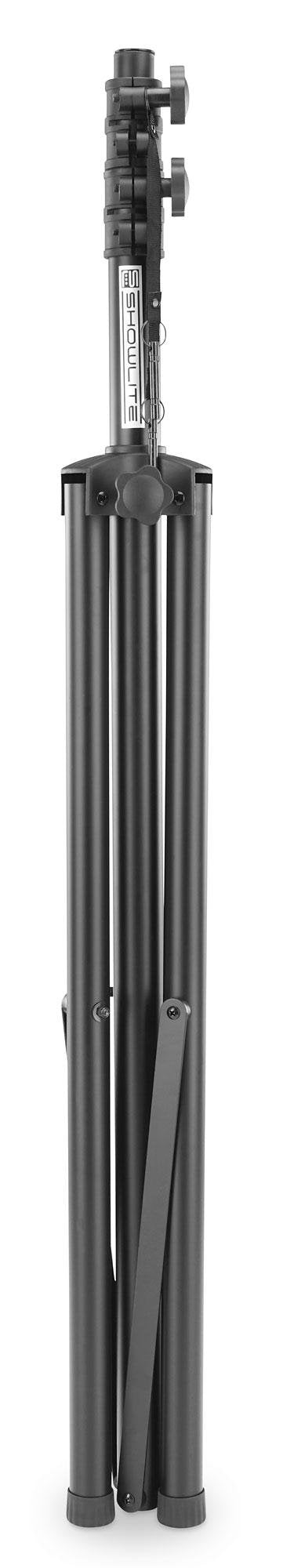 Showlite LS325 Lichtstativ (Standfestes Leuchten- und Boxenstativ für den mobilen Einsatz, max. Traglast: 50 kg, ausziehbar bis 325 cm, Rohrende 35 mm Ø, Aluminium) Schwarz
