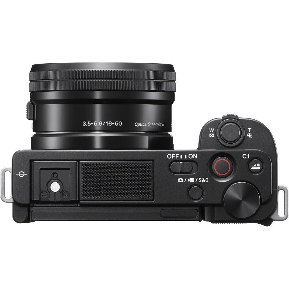 Sony Alpha ZV-E10 | APS-C spiegellose Vlog-Kamera (schwenkbarer Bildschirm für Vlogging, 4K-Video, Echtzeit-Augen-Autofokus) Schwarz + SEL1650 Objektiv