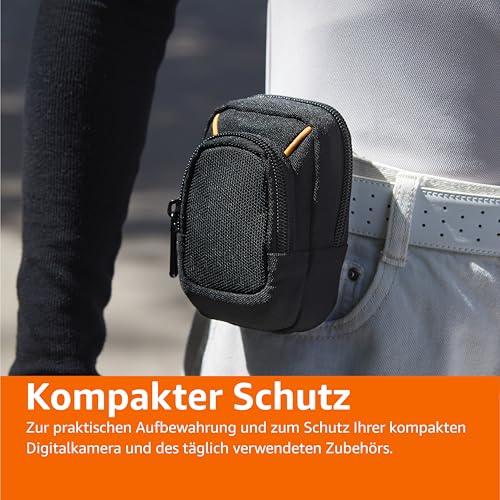 Amazon Basics - Mittlere Kompakte Digitalkameratasche mit interner Polsterung für Kameras mit den Maßen 10,2 x 6,1 x 2,5 cm, Extra-Klein, Einfarbig, Schwarz