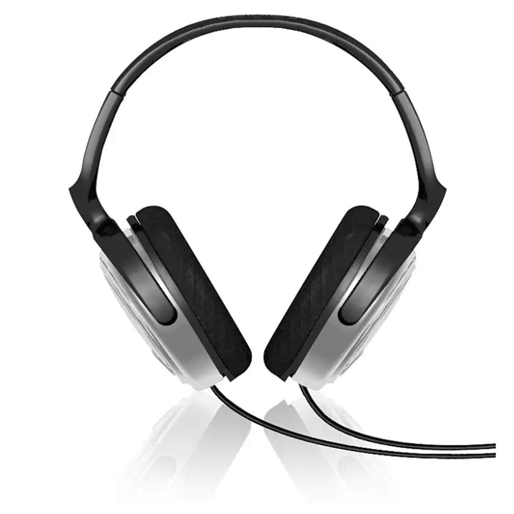 Philips Audio SHP2500/10 HiFi TV Kopfhörer (Exzellenter Sound, Geräuschisolation, idealer Sitz, Lautstärkeregler, Extralanges 6 m Kabel) silber/schwarz, Vorband verstellbar