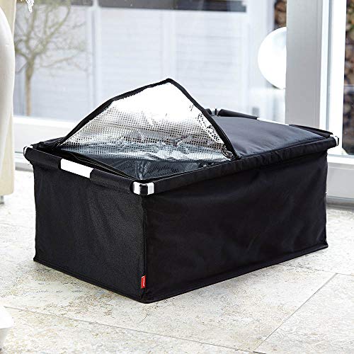 achilles Transportbox mit Kühlfunktion, Einkaufsbox mit Kühleinsatz, Kühlkorb groß, Einkaufskorb, klappbarer Kühlkorb, Klappbare Kühlbox, 61,5x42x29cm (Schwarz)