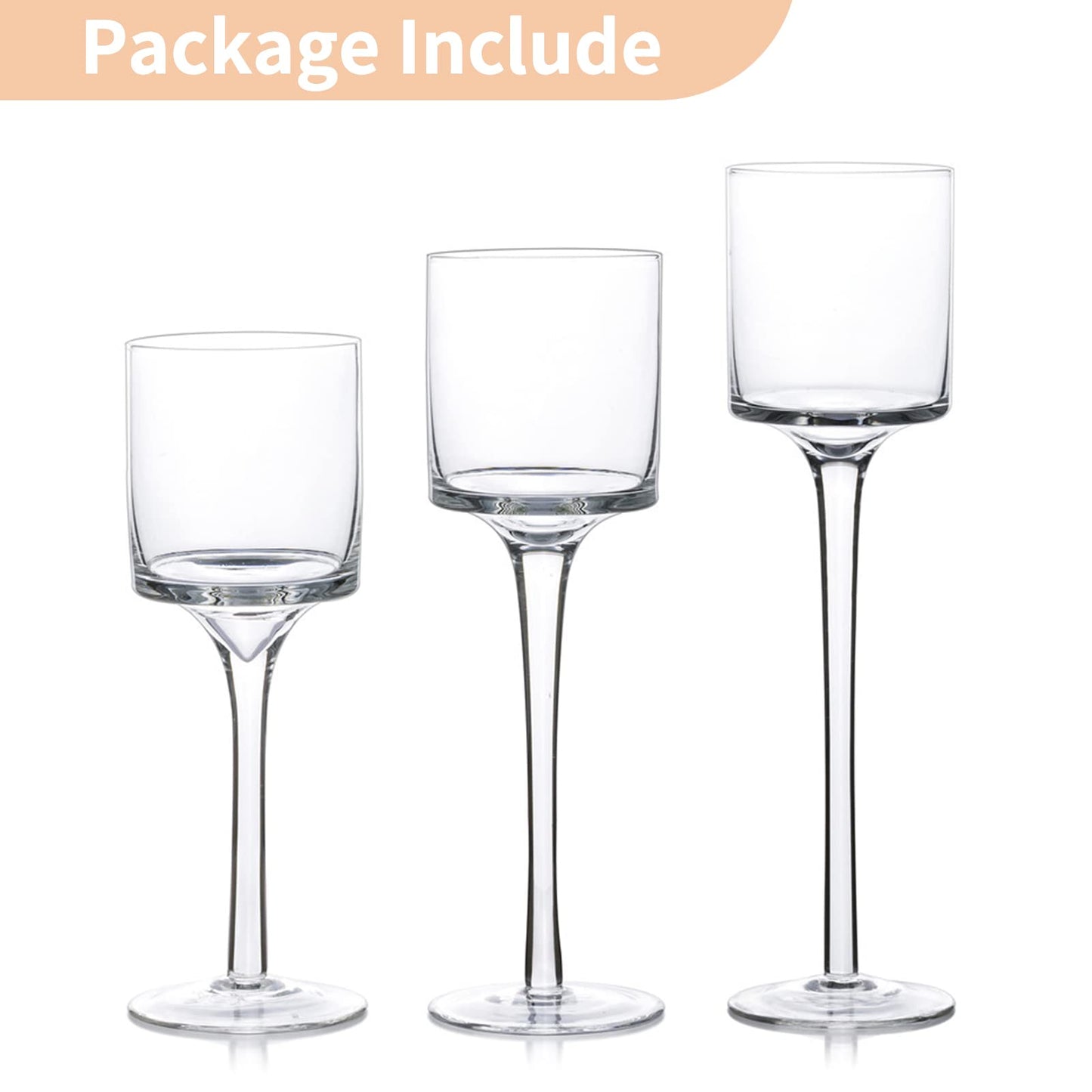 Nuptio Teelichthalter 3 Stück Glas Kerzenhalter für Teelicht & Schwimmkerzen Hohe Elegante Stumpenkerzenhalter für Hochzeit Party Tisch Weihnachten Tafelaufsätze Wohnzimmer Heimdekoration