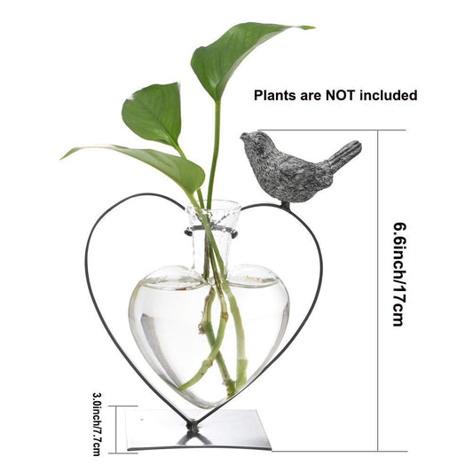 Marbrasse Blumenvase, Vintage kleine Vasen für Tischdekoration Herzform Vasenhalter für Heimdekoration, Moderne Glas Hydroponik Deko