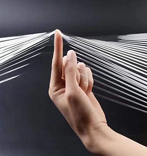BOMEI PACK Mini Stretchfolie, Handfolie Wickelfolie, 20my x 127mm x 300m, Packfolie Transparent, 4 Rollen mit 1 Griff