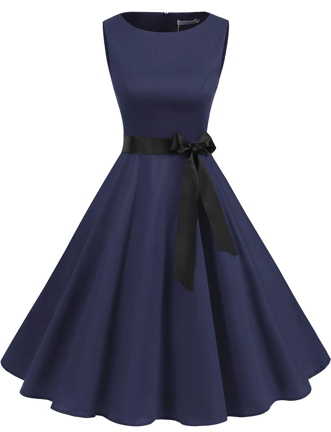 Gardenwed Damen 1950er Vintage Cocktailkleid Rockabilly Retro Schwingen Kleid Faltenrock Navy XL