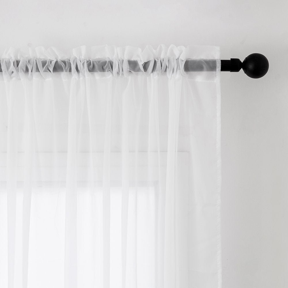 MIULEE Voile Vorhang Transparente Gardine aus Voile Einfarbig Stangendurchzug Transparent Wohnzimmer Luftig Dekoschal für Schlafzimmer 2er Set 260 x 140cm (H x B), Rod Pocket Weiß