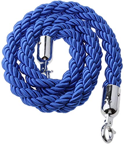 1.5m Samt Handlaufseil Absperrseil Standard für Personen Personenleitsystem Absperrband Sperre Absperrgurt mit Edelstahl Haken (Blau)