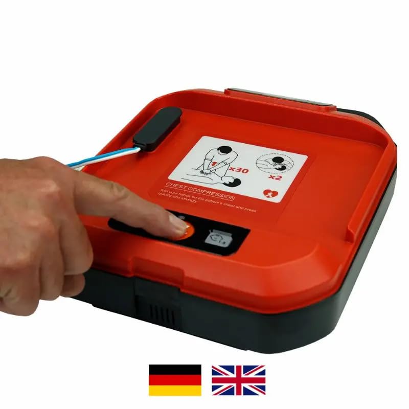 Erste Hilfe Defibrillator für Zuhause/Gewerbe für Laien und Profis mit automatischer Schockabgabe Primedic HeartSave YA, 8 Jahre Garantie des Herstellers, Sprache: DE/EN