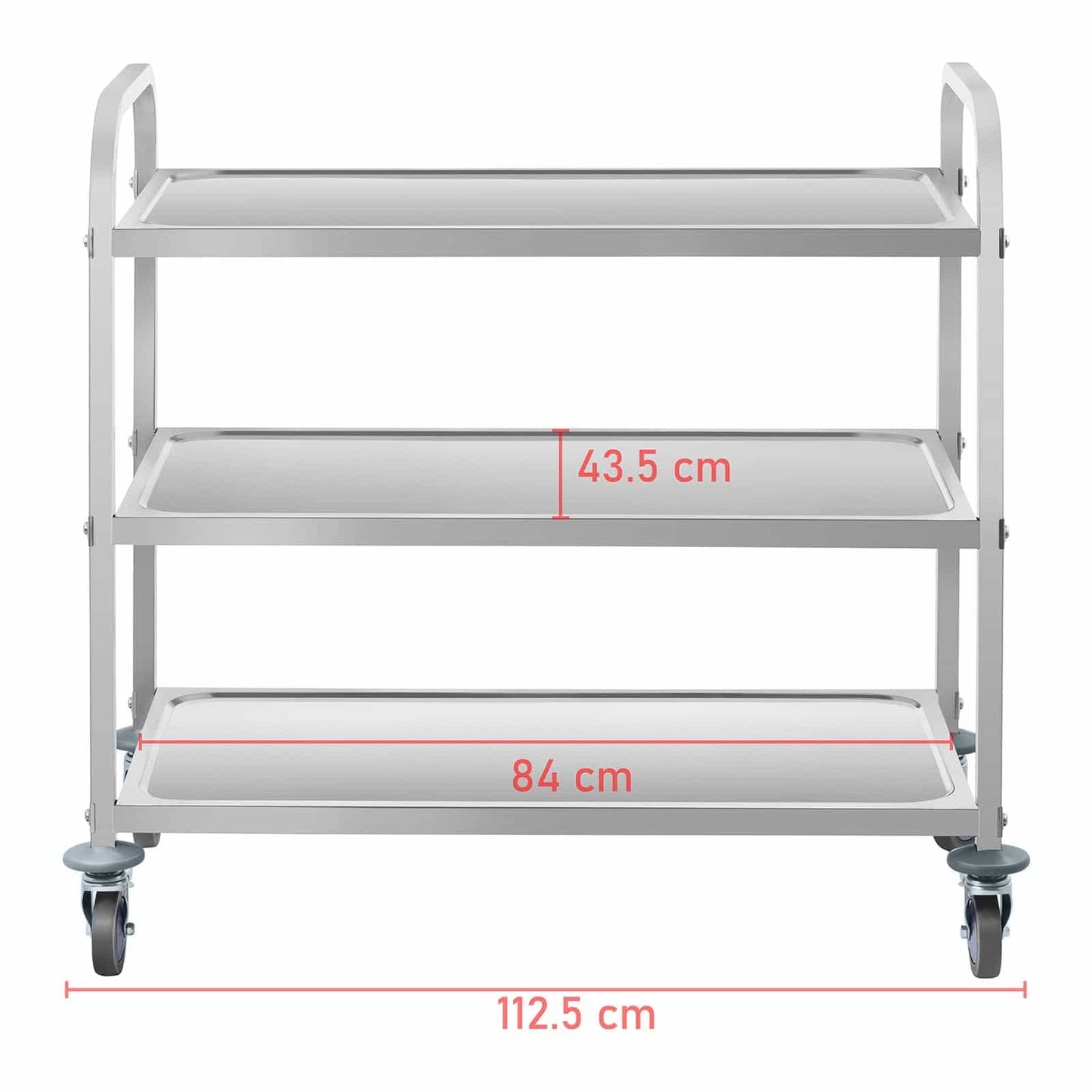 Royal Catering RCSW-6.2 Servierwagen Edelstahl 3 Böden Küchenwagen mit Rollen Edelstahlwagen