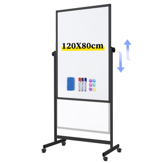 maxtek Höhenverstellbar Mobiles Whiteboard 120 x 80 cm, Doppelseitiges Magnetisches Whiteboard mit Ständer, Trocken Abwischbares Whiteboard für Büro, Klassenzimmer und Zuhause