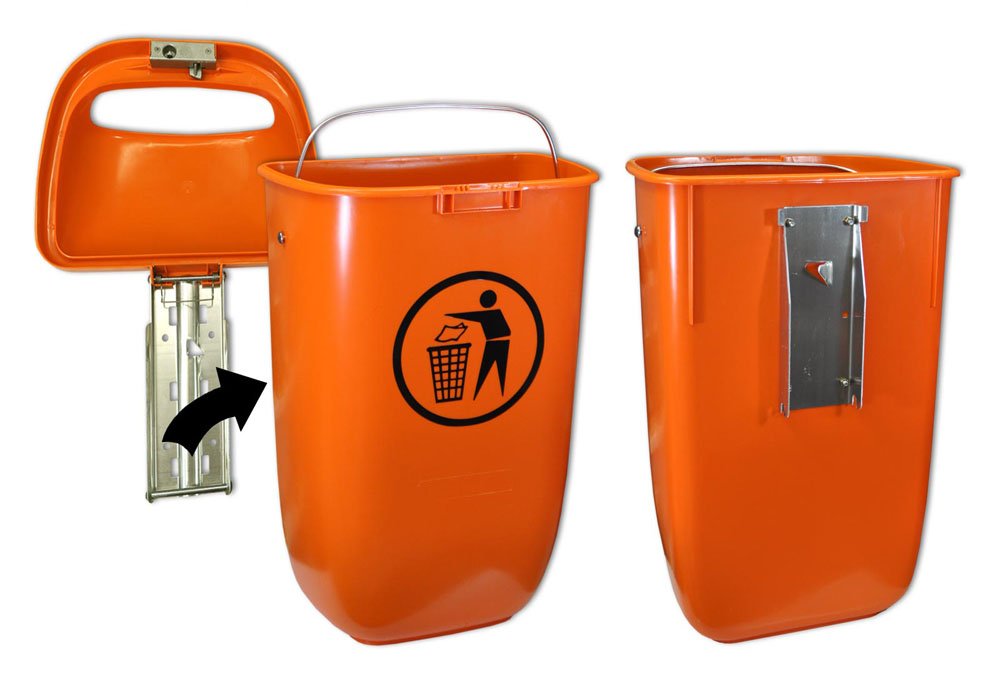 Sulo Original Set Abfallbehälter Papierkorb mit Regenhaube | Der Klassiker Made in Germany | 50 Liter | Orange | ohne Befestigungsschellen & Dreikantschlüssel | H740xB432xT256mm