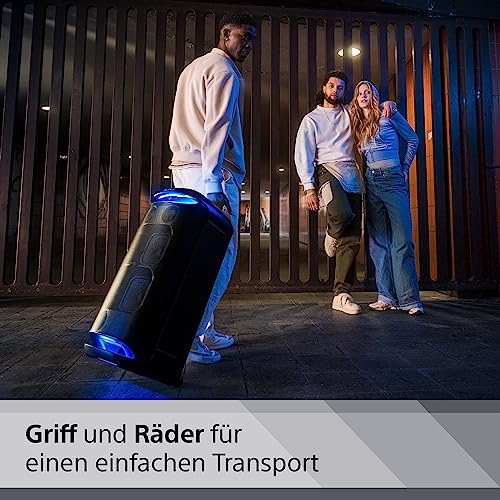 Sony SRS-XV800 - Bluetooth, Party Box Lautsprecher, Kraftvoller 360° Sound, tragbar, 5 Front-/2 Rücklautsprecher, MEGA Bass, 25h Akkulaufzeit, LED Licht, IPX4 wasserdicht, Schnellladung– Schwarz