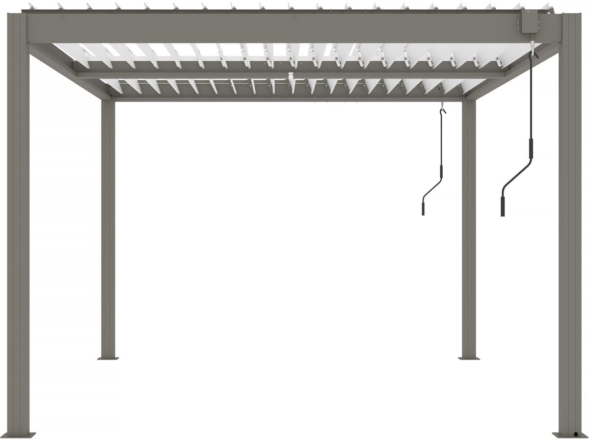 Bioklimatische Pergola "Windsor" mit Led aus Aluminium 3 x 4 - Taupe