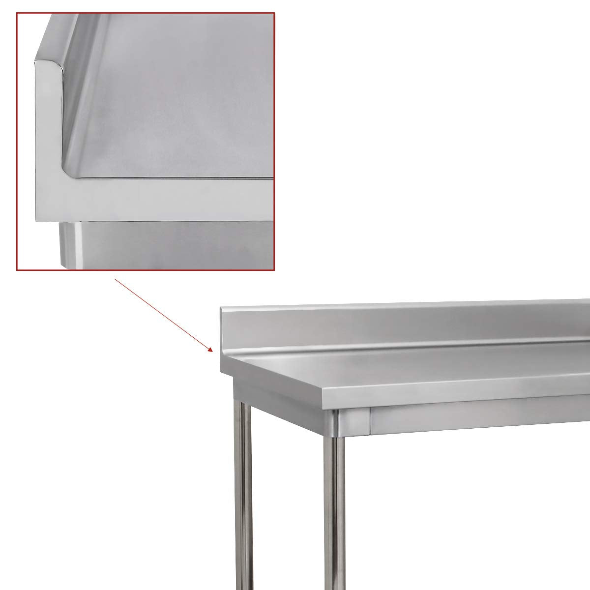 Edelstahl Gastronomie-Arbeitstisch Beeketal BA200a – 200 x 60 cm mit Aufkantung