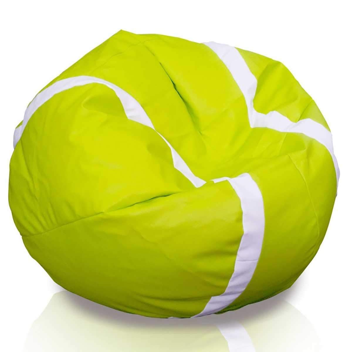 Ecopuf | Sitzsack Fussball in Form eines Tennisballs aus Kunstleder | Sitzsack Sessel | Sitzsack mit Polsterung | Sitzsack mit doppeltem Reißverschluss Dim 105 x 55 cm