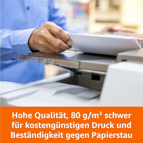 Amazon Basics Druckerpapier, DIN A4, 80 g/m², 2500 Stück, 5 Packungen mit 500, Weiß