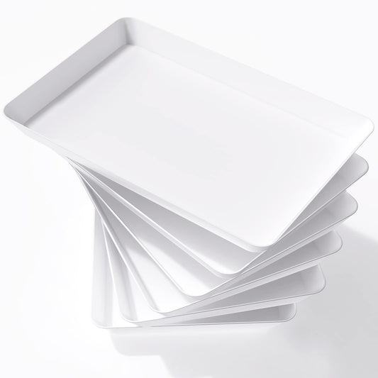 Lifewit Kunststoff Serviertablett, 36,7 x 24 cm, Großes Tablett, 6er-Set, BPA-frei, Wiederverwendbar, Servierplatte für Buffets, Feiern, Picknicks, Frühstück und Snacks, Weiß