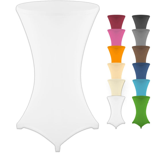 Gräfenstayn® Stretch Stehtischhusse Diana mit Öko-Tex Siegel, Verstärkung im Fußbereich, 40°C Maschinenwäsche in vielen Farben und Größen Ø60-65cm / Ø70-75cm / Ø80-85cm (Weiß, Ø80-85cm)
