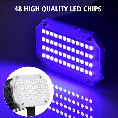Mini Stroboskop Licht, 48 LED Disco Licht Partylicht Strobe Light mit Fernbedienung, Sound Aktiviert Flash Speed Control RBG Blitzlichter für DJ Bar Weihnachten Halloween Show Club Karaoke Zubehör