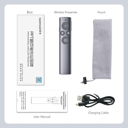 NORWII N95 Pro Digitaler Presenter Wiederaufladbar, Digitaler & Physikalischer Laserpointer Presenter & Air Mouse-Funktion, 50m Reichweite,Wiederaufladbar Hervorhebung & Lupe für LCD/LED, Mac/Windows