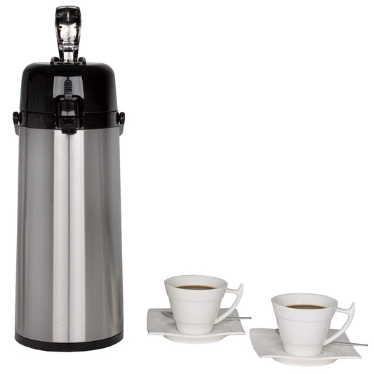 Beeketal 'BGK2-T' Gastro Edelstahl Filterkaffeemaschine mit 2,0l Pump-Thermoskanne (doppelwandig) und Warmhaltefunktion, Gastronomie Korbfilter Kaffeemaschine inkl. 10 Stk. Papier Korbfilter