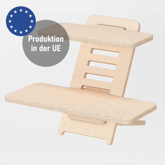 Stehschreibtisch Aufsatz aus Holz – Höhenverstellbares Stehpult und Laptopständer aus natürlichem Holz Made in EU