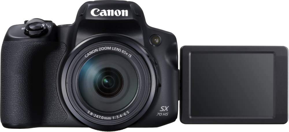 Canon PowerShot Kamera SX70 HS (20,3 MP, 65 fach optischer Zoom, dreh- und schwenkbarer 7,5cm LCD, RAW Format, WLAN und Bluetooth Unterstützung, 4K Video, 10 B/s, 1/2,3-Zoll-Typ CMOS Sensor),schwarz