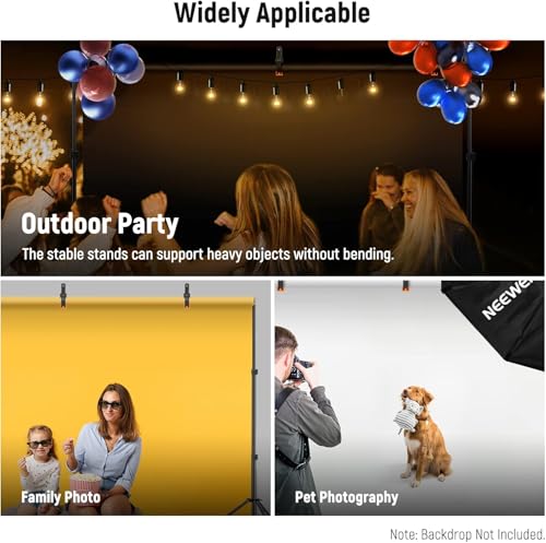 NEEWER Fotostudio Hintergrund Stützsysteme, 3m breit 2m hoch, Verstellbarer Hintergrundständer mit 4 Querstangen, 6 Hintergrundklemmen, 2 Sandsäcken, Tragetasche für Porträtstudio Fotografie