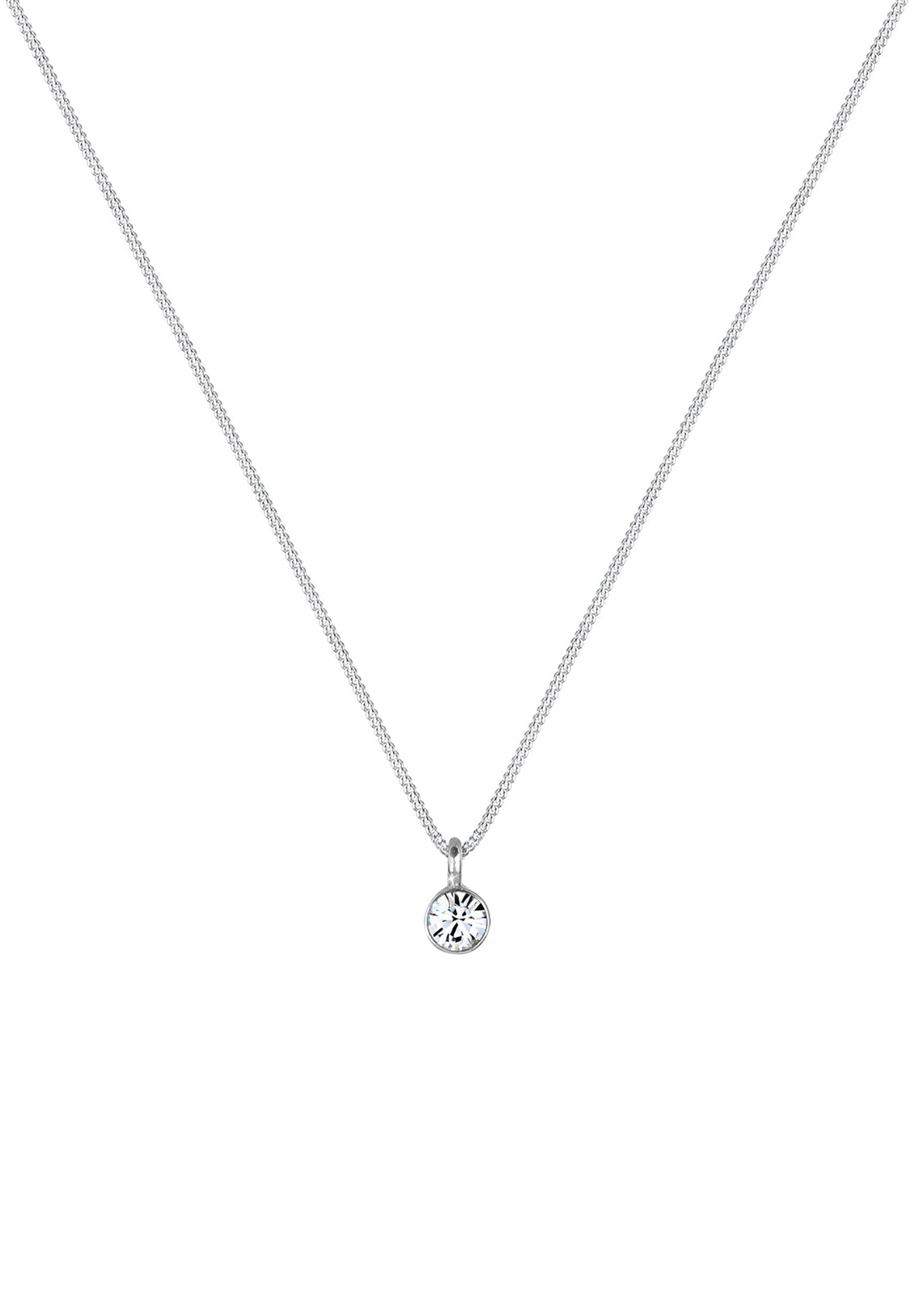 Elli Halskette Damen Basic Solitär mit Kristall in 925 Sterling Silber