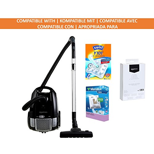 Amazon Basics Staubsauger mit Beutel, leistungsstark, für Hart- und Teppichböden, HEPA-Filter, mit Geschwindigkeitskontrolle, 700 W, 3.0 L, EU, Schwarz