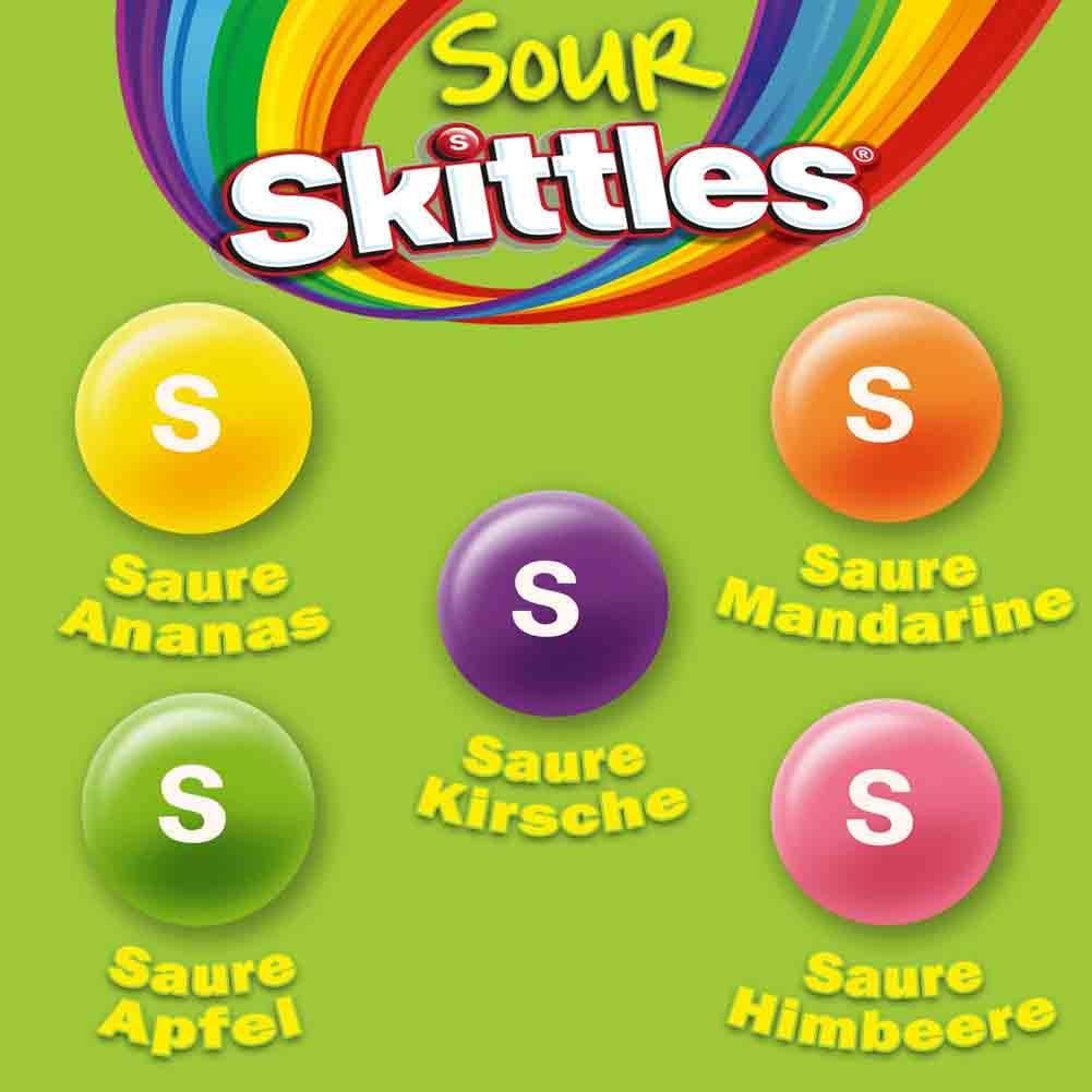 Skittles Crazy Sours Fruchtbonbons Großpackung, 14 x 38 g Saure Vegan Snacks, Regenbogen-Geschmäcker (532 g)