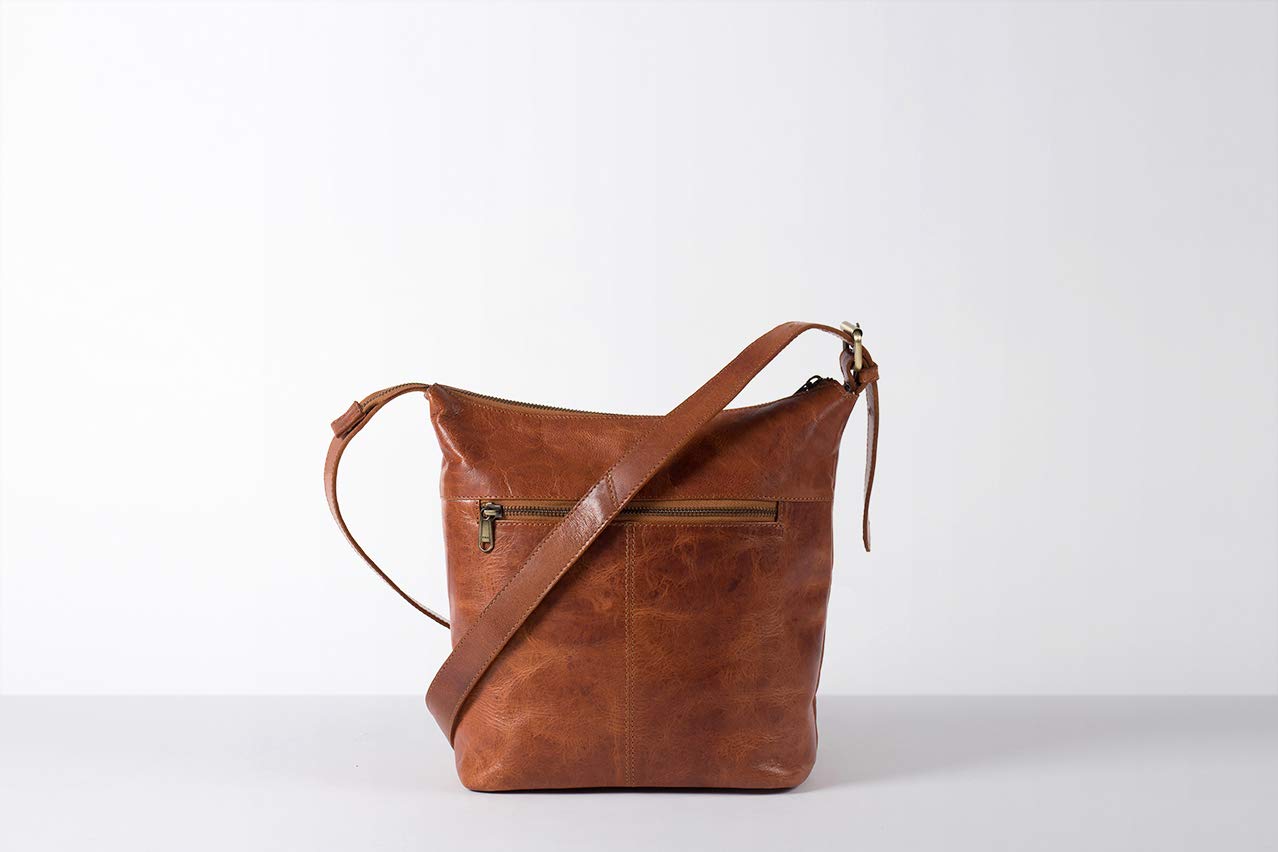 Holzrichter Berlin Shopper No 2-1 (M) Cognac - Damen Vintage Hobo Handtasche & Schultertasche handgefertigt aus Premium-Leder