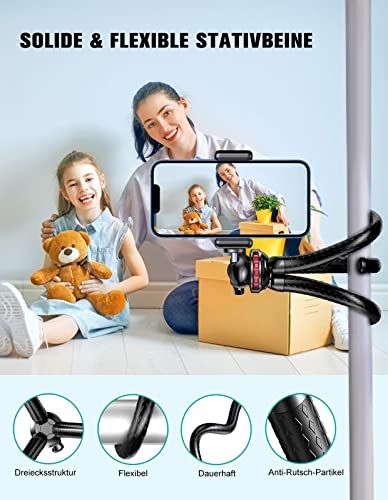 CIRYCASE Flexibler Handy Stativ, Mini Selfie Stick Stativ für Smartphone mit Kabelloser Fernbedienung, 360° Drehbar Tragbarer Kamera Stativ Handy-Foto & Videokits Kompatibel mit iPhone, Galaxy, Kamera