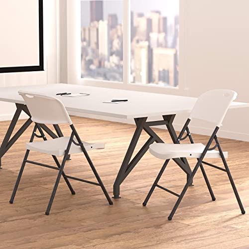 Amazon Basics Klappstuhl, tragbar, , Kunststoff, 159 kg Tragkraft, Weiß, 2 Stück