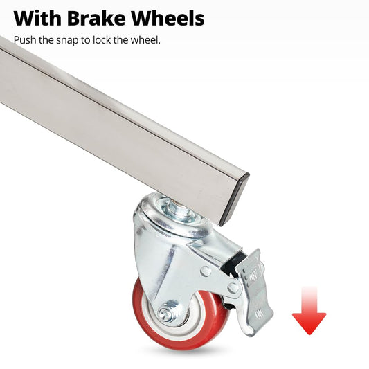 AMBITFUL Heavy Duty Light Stand with Casters, 100% Stainless Steel Max Height 10ft/305cm, Photography Wheeled Base Stand for Studio Softbox, Monolight, Reflector(AS-300