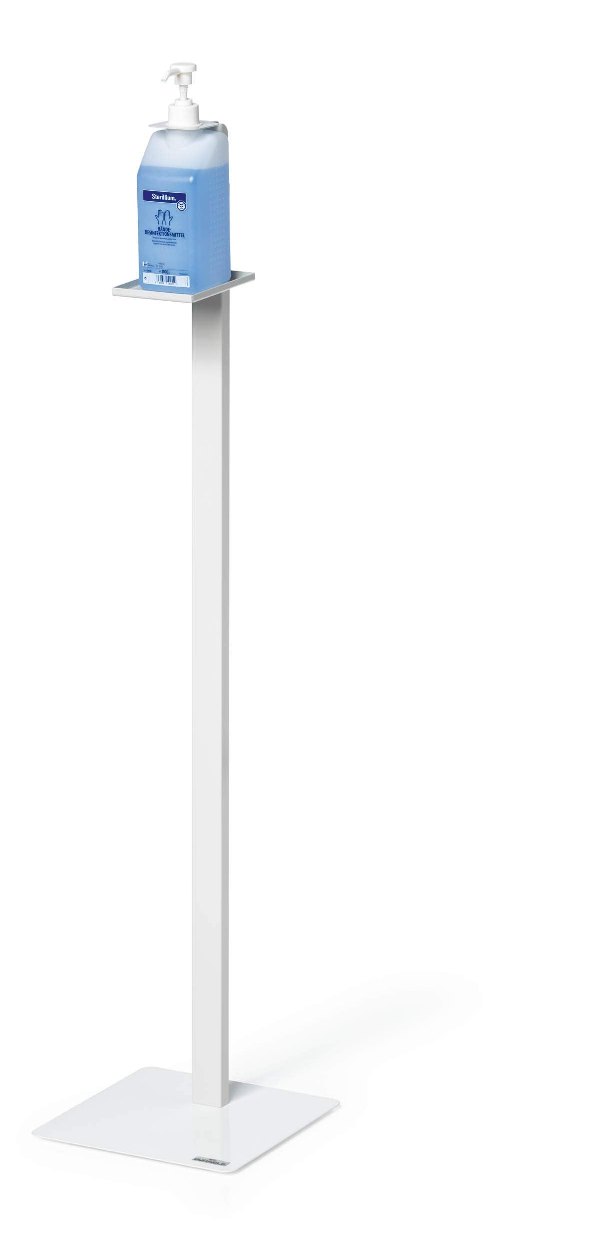 Durable Desinfektionssäule mit Flaschenhalterung, flexible Anpassung an Flaschengrößen bis 1000 ml, weiß, 589702