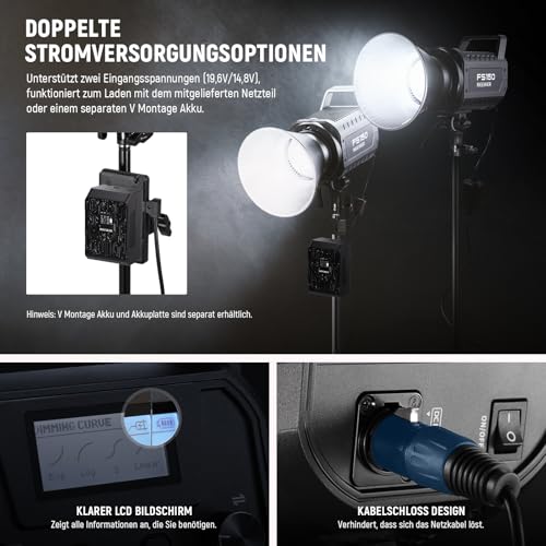 NEEWER COB LED Videoleuchte, 2,4G/APP Steuerung, 5600K Tageslicht, Dauerlicht mit Bowens Halterung, 