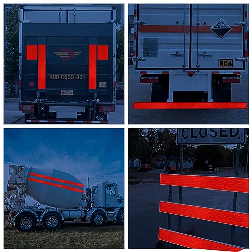 XFXIA Reflektierendes Klebeband Rot 10 cm x 10 m, wasserdicht, reflektierendes Klebeband, selbstklebendes Warnband für Fahrzeuge, Autos, Anhänger, Outdoor